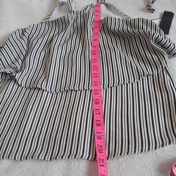 Thieves Like Us Nordstrom Women's XS Black Cream Pinstripe Halter Top - Picture 12 of 12